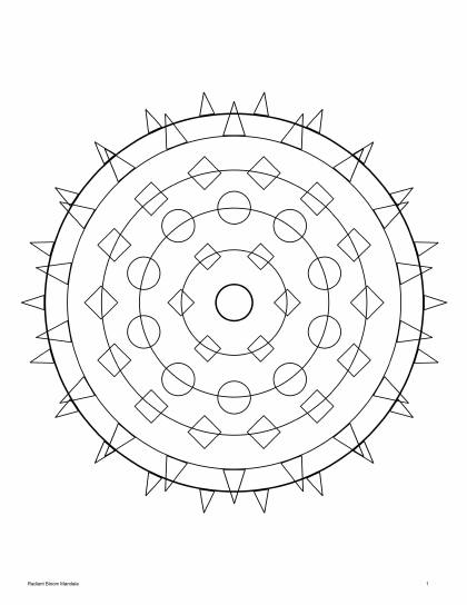 A page from Calm Patterns Vol. 1: a ringed line-art mandala ready to color.