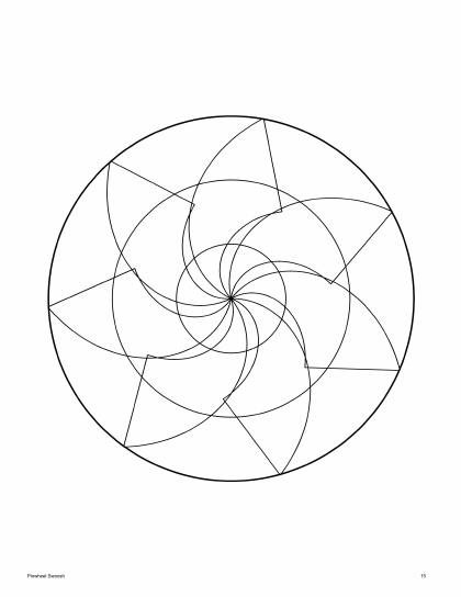 Page 16: a pinwheel of curved petals inside a circle.